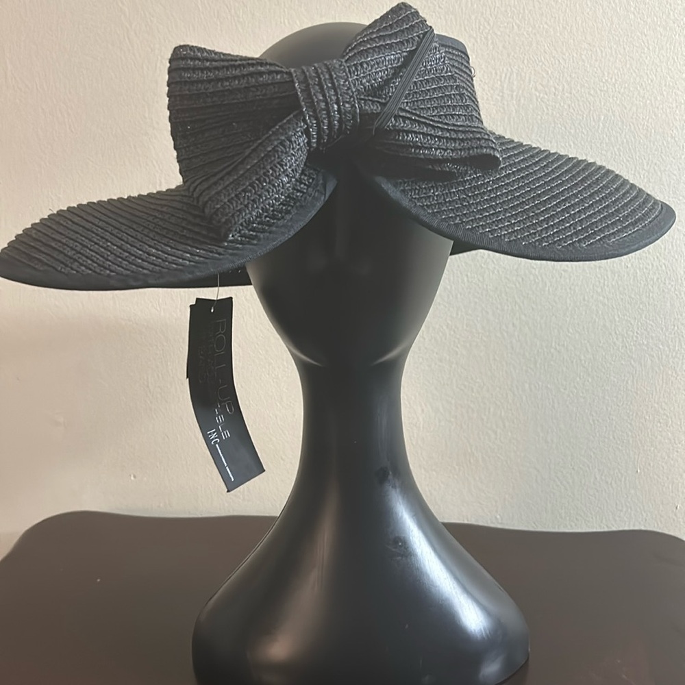 NWT- Women Summer Wide Brim Visor Hat UV Sunblock UPF 50 Foldable-Fits All